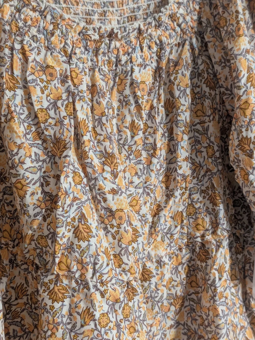 Old Navy Women's Yellow Floral Smocked Peasant Top